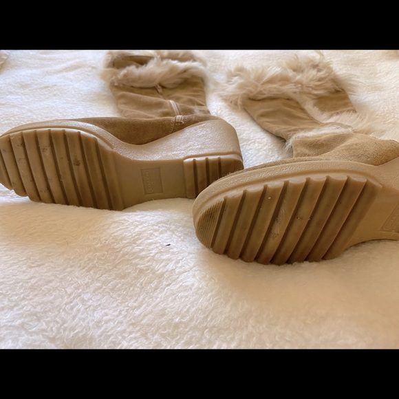 COACH Suede Wedge Boot w/ Fur - Picture 8 of 8